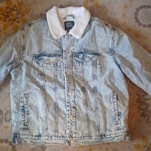 BDG Urban Outfitters Blue Denim Jacket with Cream Sherpa Lining
